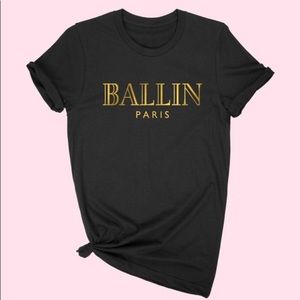 Shiny Gold Foil BALLIN T Shirt, Plus Size
